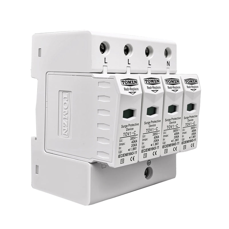 TOMZN AC SPD 4P 20KA~40KA 275V House Surge Protector Protection Protective Low-voltage  Arrester Device