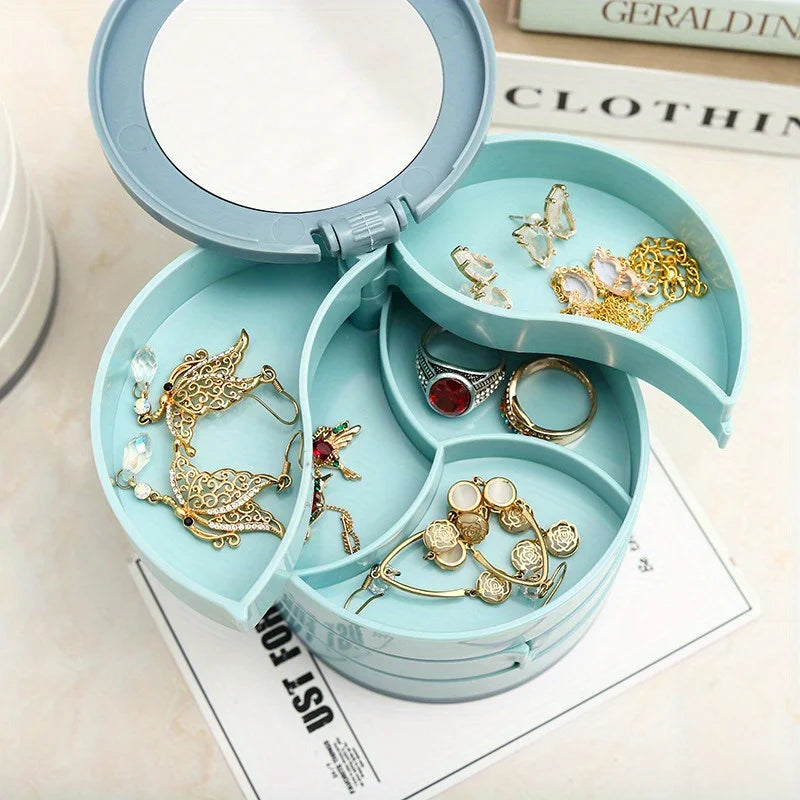 1pc Rotating Storage Box for Organizing Earrings, Rings, And Necklaces Made of Multi-Layer Plastic, Jewelry Boxes organizer box