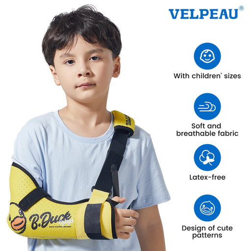 VELPEAU Arm Sling Child for Arm Sprain and Fracture Medical Forearm Immobilizer Support for Kids Adjustable and Breathable