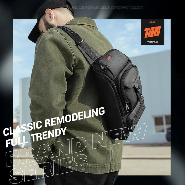 Tigernu Men Fashion Shoulder Bags For Men 9.7 11inch Ipad Bag Chest Pack Men Waterproof Large Capacity Crossbody Bags Mini Bags