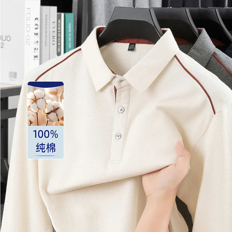 100% Cotton Men's Polo Shirt Gold Medal Quality Pineapple Pattern Polo Shirt, Asymmetric Placket Design, Novelty Style