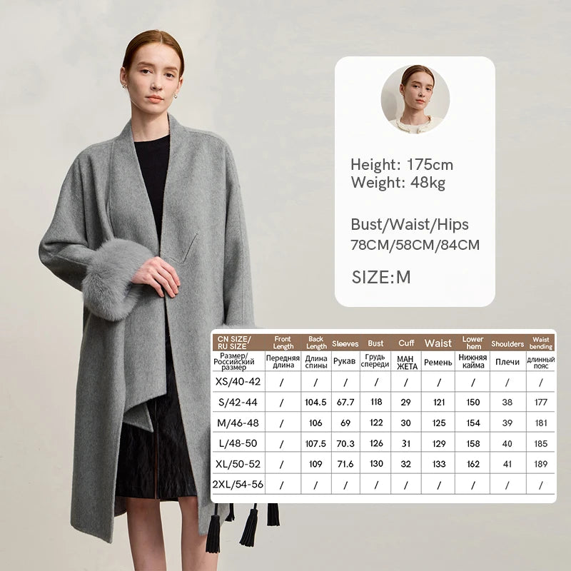 Amii Wool Coat For Woman Loose Warm Long Women's Coat Drop-shoulder Sleeves Elegant V-Neck 2026 Winter New Double-sided 12554029