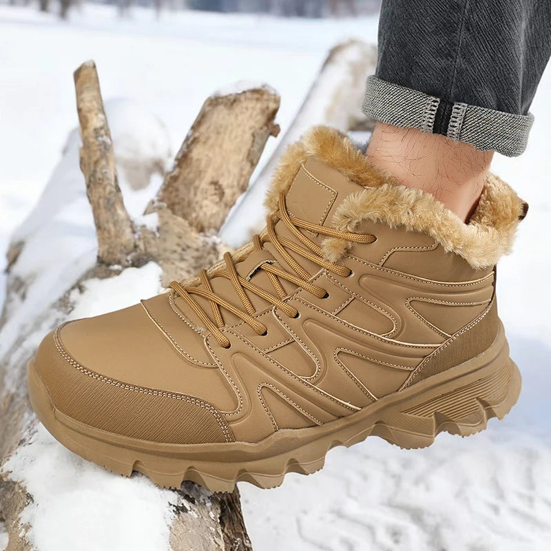 Men's Combat Boots Winter Warm Plush Light Breathable Casual Hiking Walking Cotton Boots Outdoor Jungle Anti-slip Training Boots