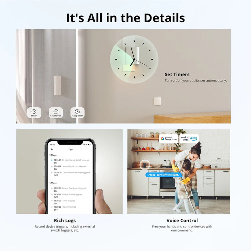 SONOFF MINIR4M MINI Extreme Wi-Fi Smart Switch ESP32 Chip Detach Relay Matter Compatible eWeLink Voice Control via Alexa Google