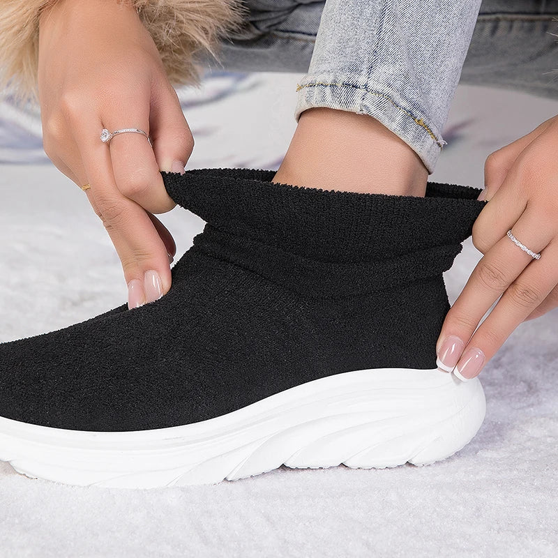 Mens Walking Shoes Big Size Winter Plush Warm Comfortable Snow Walking Cotton Shoes Lightweight Fashion Casual Sneakers for Men