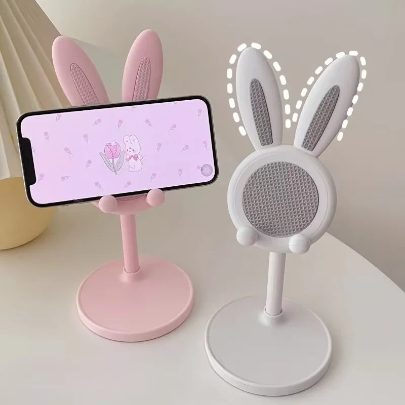 Cute Rabbit Phone Stand Desktop Adjustable Mobile Phone Holder Lift And Grip Desk Accessory