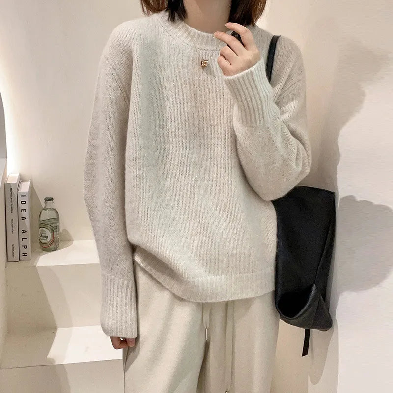 Women's Clothing Korean Loose Sweater For Woman Blouse Spring Autumn Outerwear Long Sleeve Tops Woolen Female Knitwear Jumper