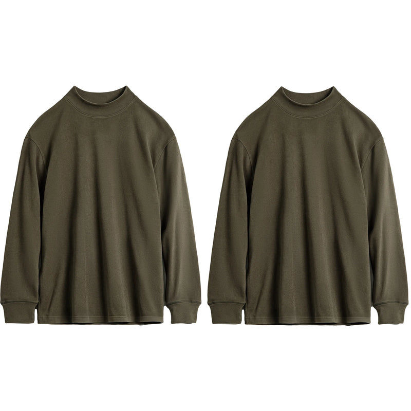 Maden Men's High Neck Warm Long Sleeve T-shirt Antibacterial Thermal Underwear Thickened Fleece Anti-Static Tops for Winter