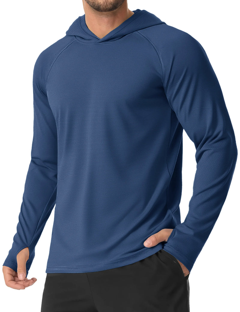 TACVASEN Lightweight Sun Protection Shirts Hoodie Mens UPF 50+ UV-Proof Fishing Travel T-Shirts Breathable Micro-grid T shirts