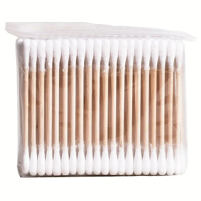 1/2pack 100pcs Double-Ended Swabs, Round Disposable Ear Cleaning Buds,Makeup Wooden Stick Swabs, Multi-Purpose Beauty Tools.
