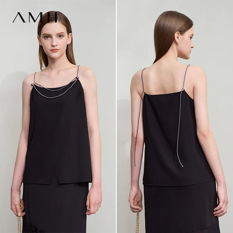 អាវកាក់ Amii Minimalism Luxury Camisole ឆ្នាំ ២០២៥ រដូវក្តៅ មុខរបរជប់លៀង ថ្មី អាវក្រណាត់ Chiffon រាងអង្កាំ អាវស្រាល ឆើតឆាយ សម្រាប់នារី 12552095