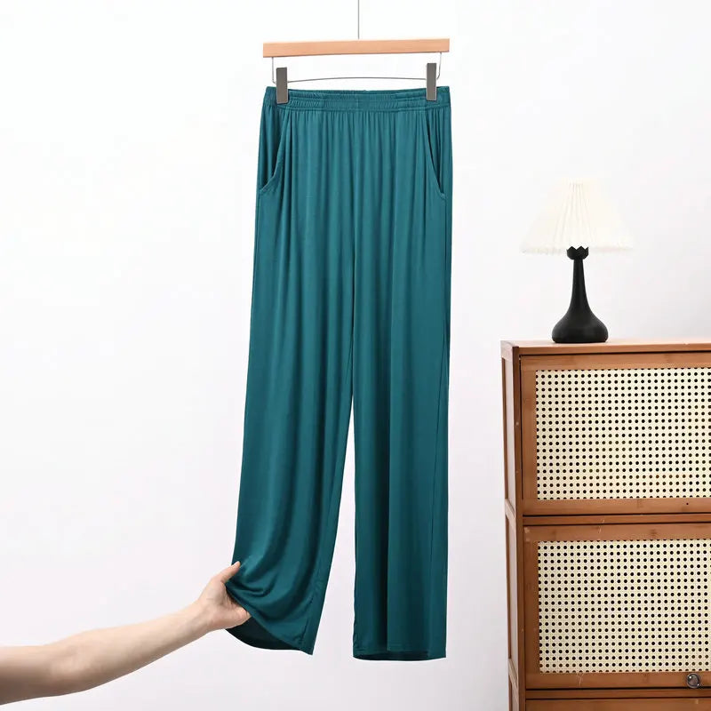 Thin Pajamas Pants Summer Lounge Bottoms Soft Home Trousers XL-8XL Large Sleeping Pants Solid Color Sleepwear Pants for Women