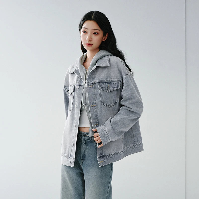 Semir Retro Jacket Unisex 2026 Spring Denim Loose Lapel Casual Versatile Fashion Comfortable Daily Wear Outerwear