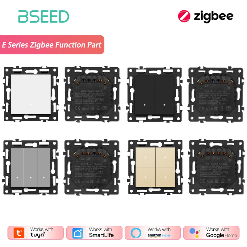 BSEED E Series Zigbee Smart Click Switch Module Part Wall Light Switch DIY Part White Black Grey Color Free Combination