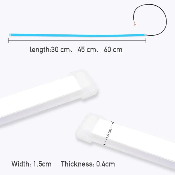 12V Led Light Bar Car DRL Daytime Running Light Strips Flexible LED Auto Highlight Decorative Lamp Turn Signal Lights 30/45/60cm