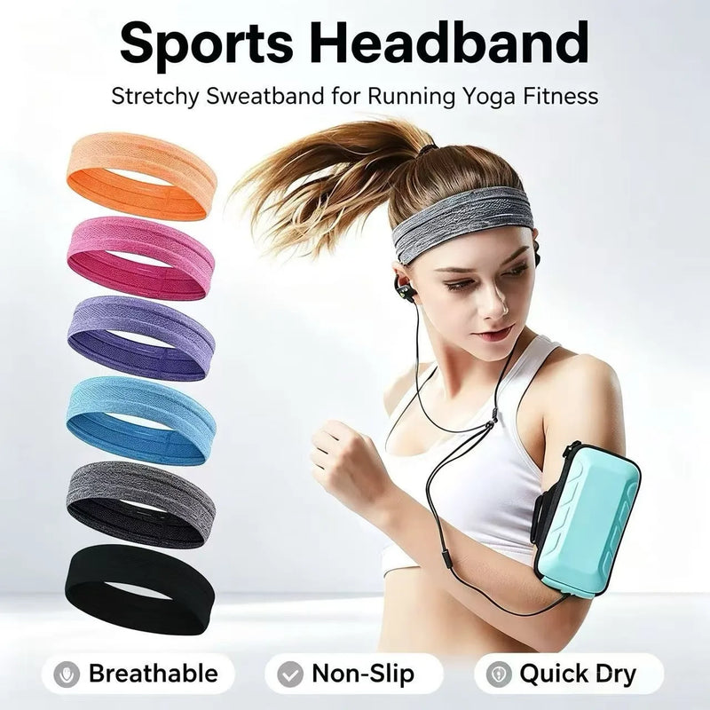 Fitness Anti-Slip Running Headband Yoga Hairband Sweatband Tennis Sports Headscarf Hair Tie for Workout Exercise