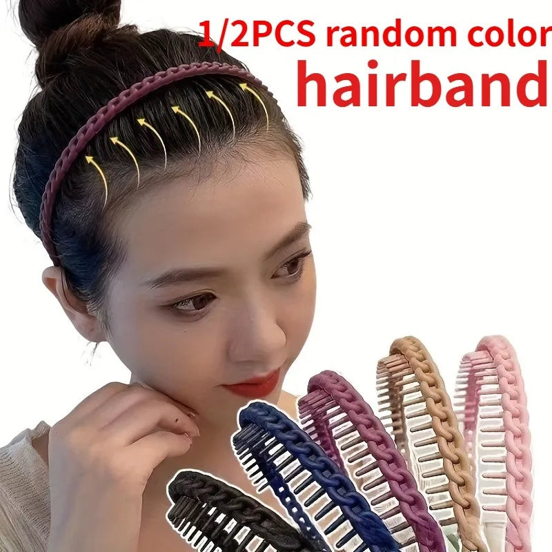 1/2pcs Fashion Women Headband/Hair Band Wide Edge Headband Face Washing Headband,Non-Slip Toothed Hair Clip, random color