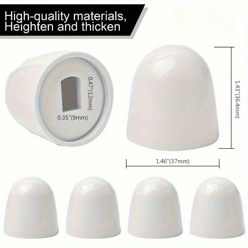 2pcs Premium Round Universal Toilet Bolt Caps - Easy Push-On Installation with Extra Washers, 1.44 Inch Height, Durable Plastic
