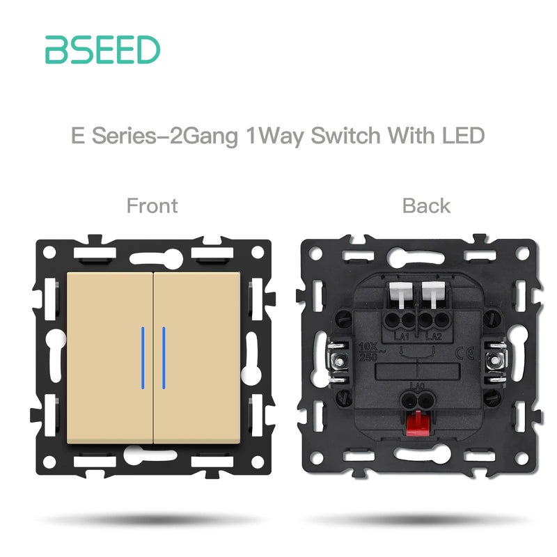 BSEED 1/2Gang Button Light Switch Function Part Glass Frame Only Light Switch Wall Power Scoket DIY Parts Free Combination 86mm