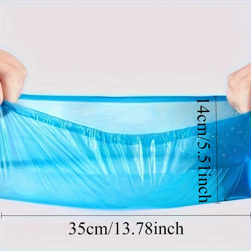 100pcs Heavy-Duty Disposable Shoe Covers - Blue Sole & Elastic Opening, Individually Wrapped Hygienic Protectors for Hospitals