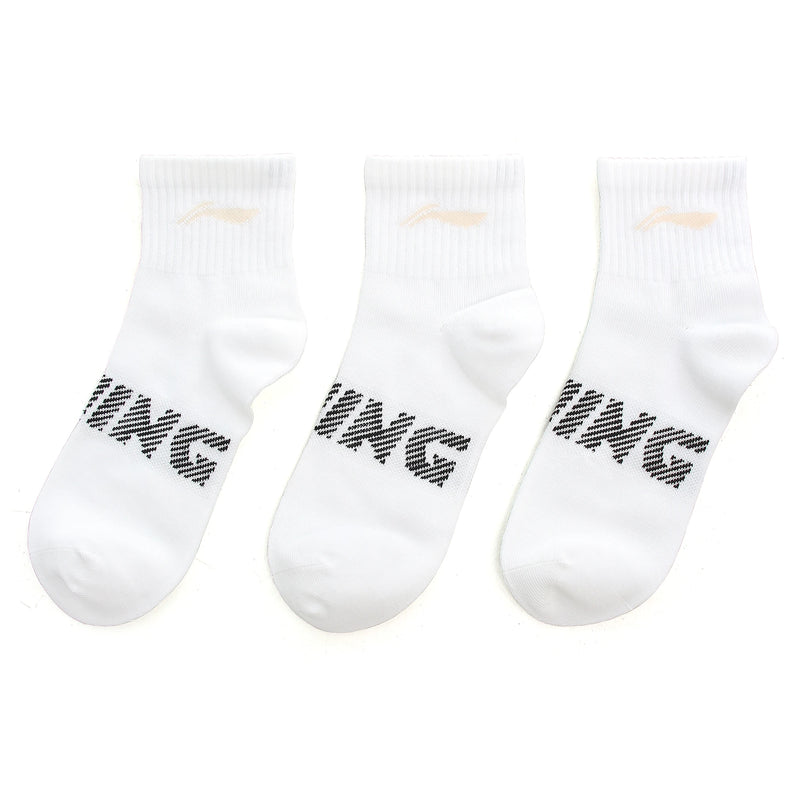 Li-Ning Unisex 3Pairs Socks Sports Style Men Women 22-28cm Breathable LiNing Letters Comfortable Sport Sock AWSU025