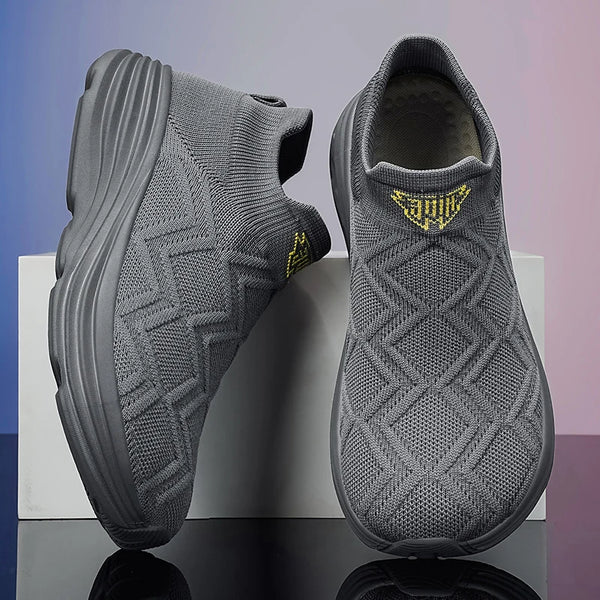 Men Extra Wide Toe Box Slip on Knit Sneakers Stretch Breathable Casual Walking Shoes Roomy Fit for Swollen Feet Edema Bunions