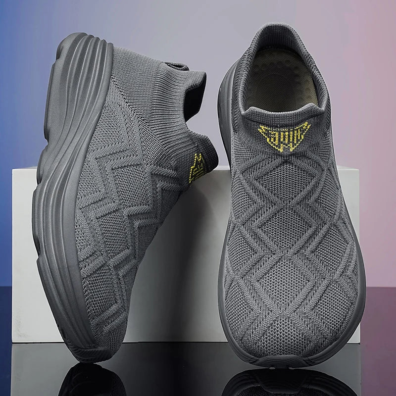 Men Extra Wide Toe Box Slip on Knit Sneakers Stretch Breathable Casual Walking Shoes Roomy Fit for Swollen Feet Edema Bunions