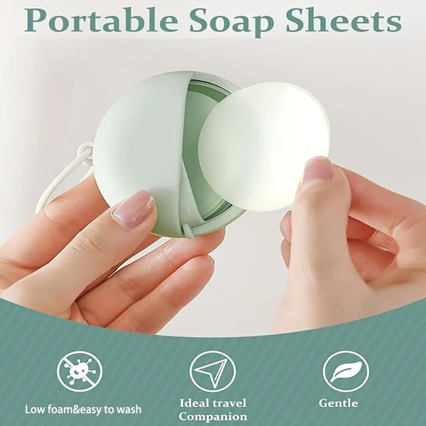50pcs Portable Hanging Rope Soap Sheets,Disposable Fruit-Scented Low Foam Hand Suitable for Hiking,Outdoor.Soap Bar for Hand Was