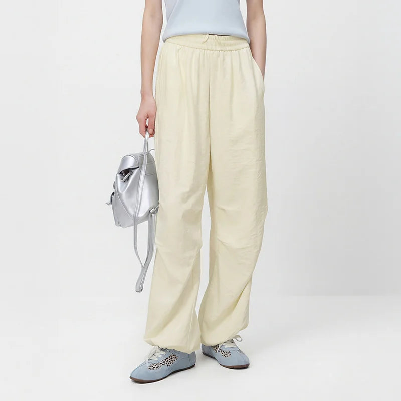 Semir Women Pants Textured 2026 Soft Touch Wide Leg Soft Drape Parachute Urban Casual Everyday Style Soft Comfortable Daily