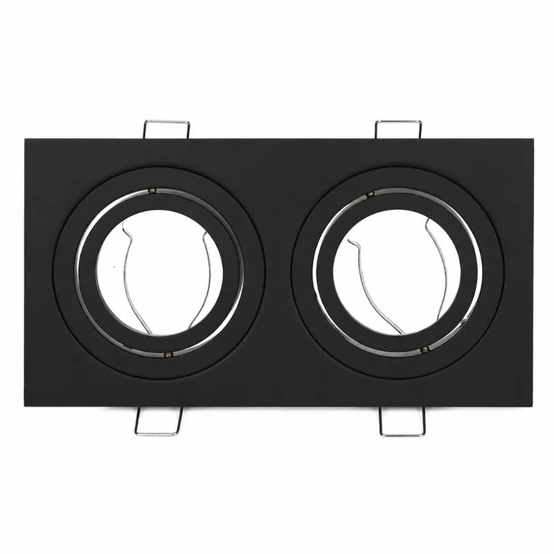 JOYINLED 1/10PCS Black White Double Head Recessed Spotlight Frame Square LED Ceiling Downlight Trim Fixture GU10 MR16 Housing