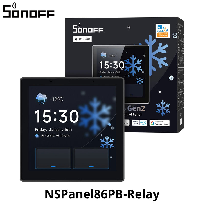 SONOFF NSPanel Pro Gen2 Dual Channel Relay Smart Home Control Panel 86 Type Integrate Devices Works with Apple Home via Matter