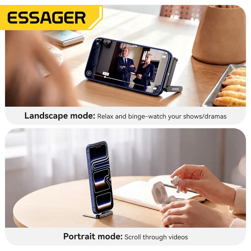អាដាប់ទ័រសាកថ្មលឿន Essager 240W 2-in-1 ជាមួយជើងទម្របត់បាន Type-C បុរសទៅ Type-C ស្ត្រីសម្រាប់ iPhone 17 16 15 Pro