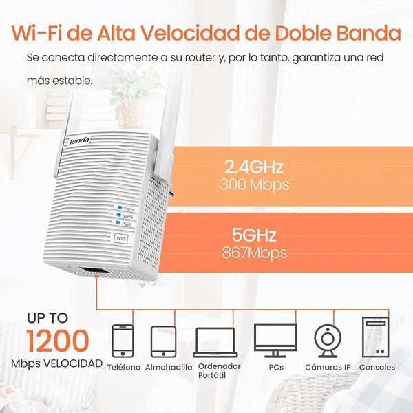 ឧបករណ៍ពង្រីកសញ្ញា Wifi Tenda WiFi Repeater ឧបករណ៍ពង្រីកសញ្ញា Wifi បណ្តាញ Wifi5 Wifi6 Booster 1200Mbps ឧបករណ៍ពង្រីកសញ្ញា Wifi ឥតខ្សែរយៈចម្ងាយឆ្ងាយ