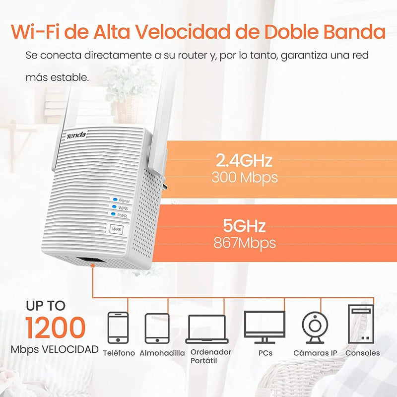 ឧបករណ៍ពង្រីកសញ្ញា Wifi Tenda WiFi Repeater ឧបករណ៍ពង្រីកសញ្ញា Wifi បណ្តាញ Wifi5 Wifi6 Booster 1200Mbps ឧបករណ៍ពង្រីកសញ្ញា Wifi ឥតខ្សែរយៈចម្ងាយឆ្ងាយ