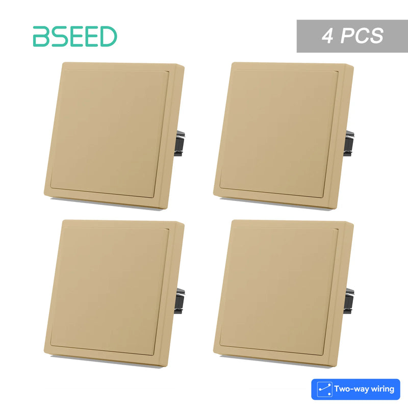 BSEED E Series 1/2/4/8 Packs 1Gang 2Way Button Light Switch Bulk Set Plastic Frame Wall Light Switch On Off For Stairs