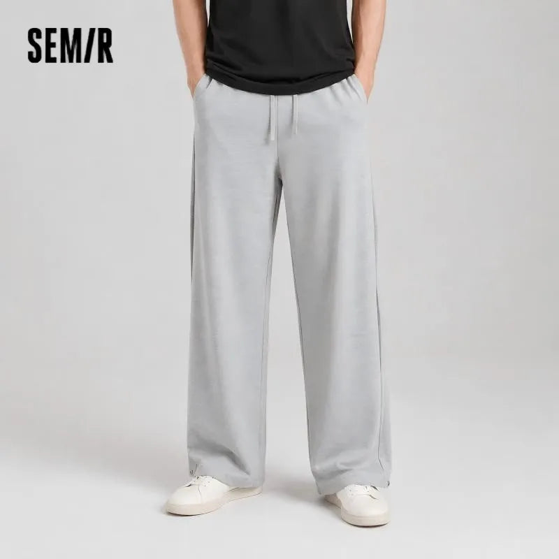 Semir Men Pants Knitted 2026 Wide Leg Diamond Soft Drape Urban Casual Everyday Style Soft Comfortable Daily Wear Trendy