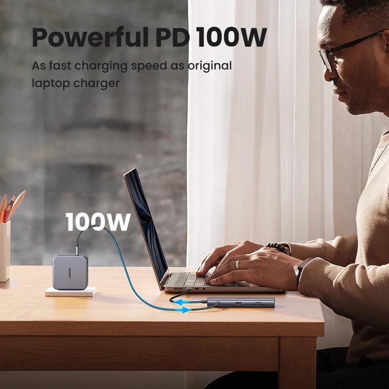 UGREEN USB-C HUB to 4K60Hz HDMI RJ45 Gigabit PD100W SD&TF USB3.2 10Gbps Splitter for MacBook Laptop Accessories Docking Station
