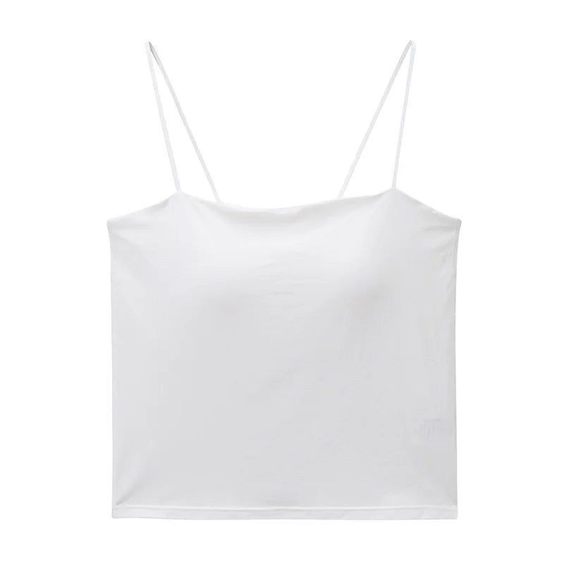 Modal Cotton One Word Collar Underwear Strap Chest Pad Sling Slim Vest for Women One Piece Sleepwear Pajamas Top Pyjama Femme