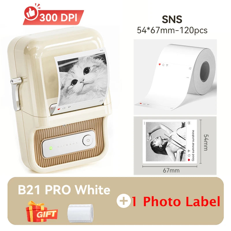 Niimbot B21 Pro 300DPI HD Printing Portable Thermal Printer Self-adhesive Label Printer Sticker Maker For Photos Receipts Note