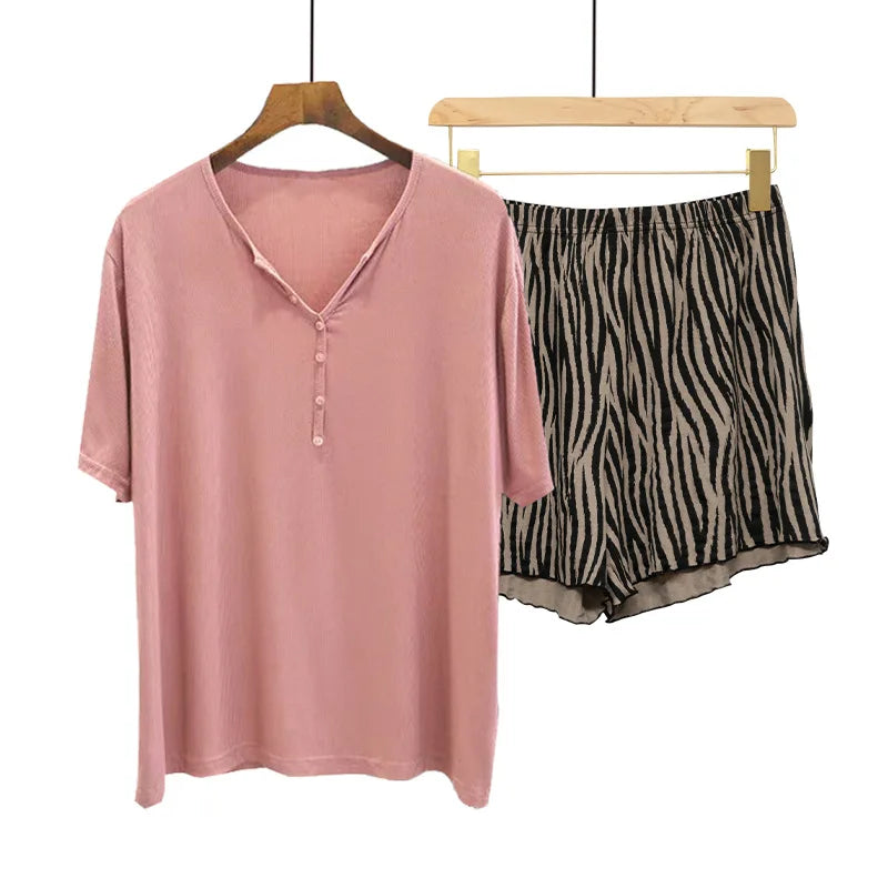 2026 Modal Room Spring Summer V-neck Pullover Tops Shorts Pajamas Set Women's Home Clothes New Fashion Sleepwear Pijama Suit