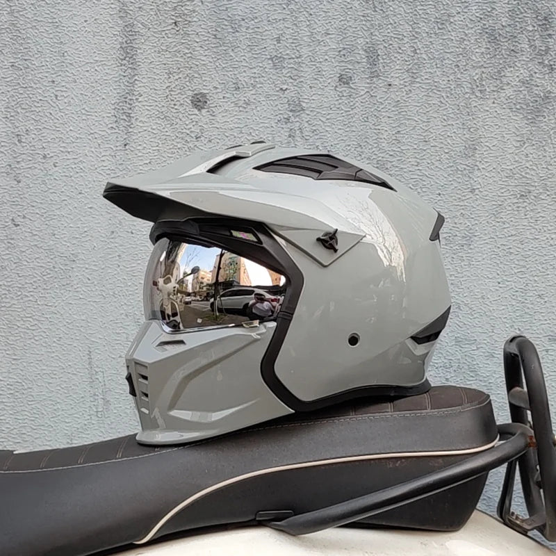 ORZ Retro Helmet Motorcycle Full Helmet Men Women Summer Locomotive Four Seasons Rally Demolition Combination Helmets
