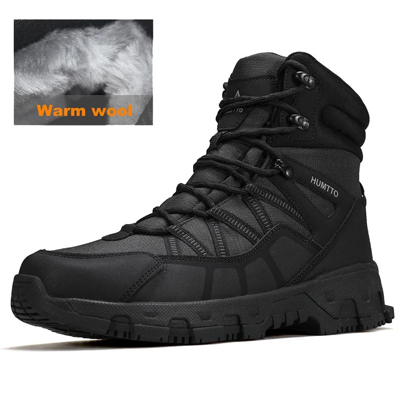 HUMTTO Winter Women's Sneakers Leather Hiking Boots Woman 2024 Snow Trainers Keep Warm Trekking Boots Outdoor Women Casual Shoes