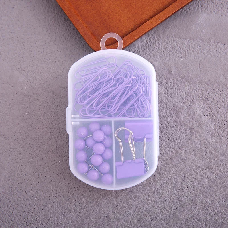 1set 3-in-1 Stationery Set - Cute Paper Clips, Binder Clips & Thumb Tacks Combo for School  Office Accessories, stationery