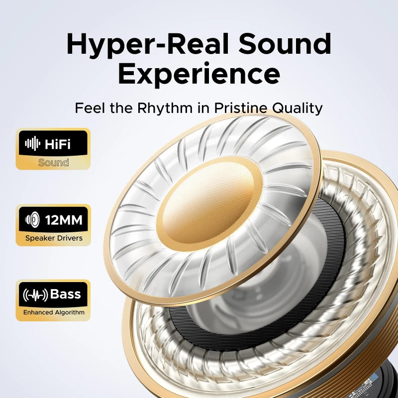 UGREEN ClipBuds Open-Ear Wireless Headphones Bluetooth 6.0 with 4 Mic Clear Call, Earbuds Clip on Earphones 30H Playtime