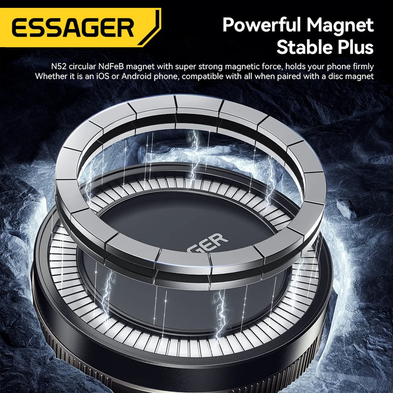 Essager Magnetic Wall Holder Phone Stand 360°Rotation Magnetic Suction for iPhone 16 15 14 13 Pro Max for Kitchen Bathroom Glass
