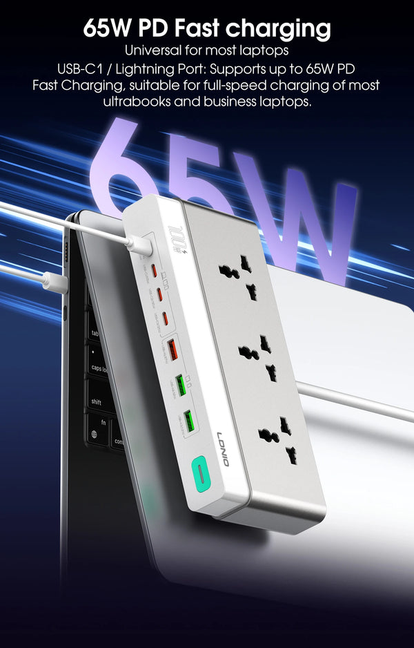 រន្ធដោតឌុយភ្លើង LDNIO 100W សម្រាប់ដាក់លើតុ រន្ធដោត AC សាកលឿន PD USB A 65W USB C ស្ថានីយសាកថ្មលឿន 2500W សម្រាប់សហរដ្ឋអាមេរិក ចក្រភពអង់គ្លេស សហភាពអឺរ៉ុប កូរ៉េ