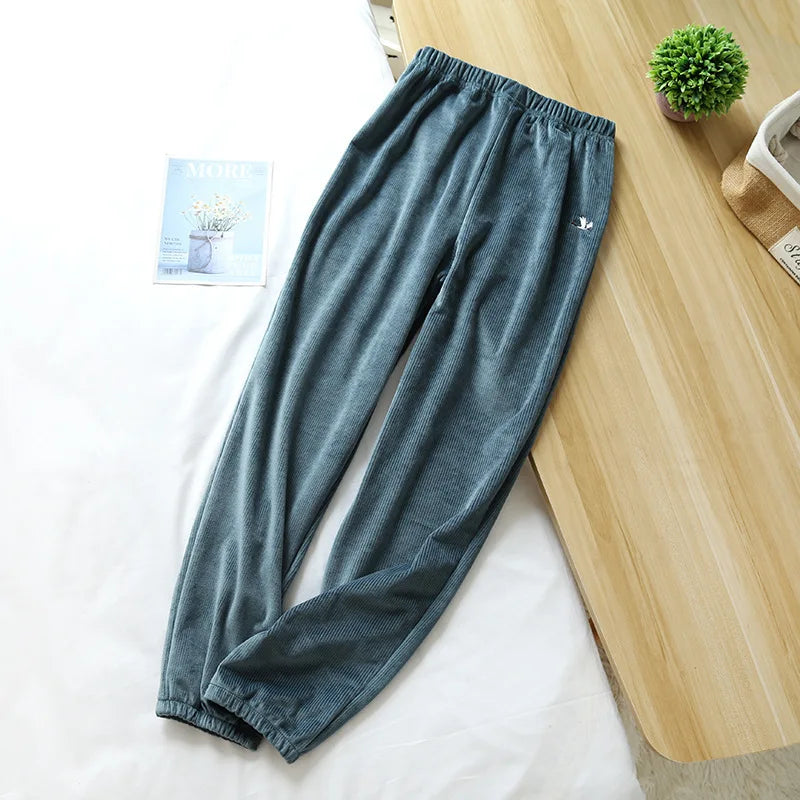 ខោក្តៅក្រាស់ Island Velvet Pajamas Women's Flannel Sleepwear Pant រដូវស្លឹកឈើជ្រុះ និងរដូវរងា Nightwear Pijama Sleeping Pants