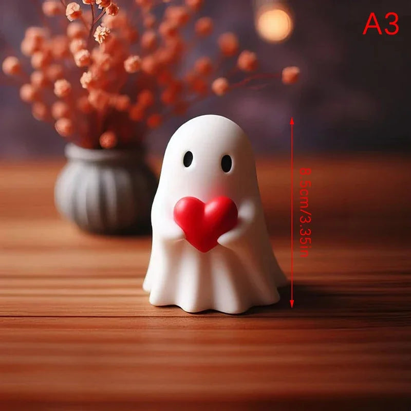 Cute ghost statue of middle finger, scary ghost figurines, holiday home decorations, Halloween decorations，Small Mini Decoration