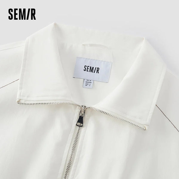 អាវធំស្ត្រី Semir ឆ្នាំ ២០២៦ និទាឃរដូវថ្មីពណ៌សខ្លីរលុងដេរលម្អិតតូចស្អាតទាន់សម័យអាចប្រើប្រាស់បានច្រើនយ៉ាងសម្រាប់រាល់ថ្ងៃ