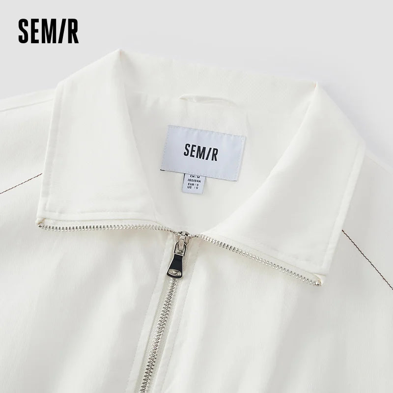 Semir Women Jacket 2026 Spring New White Short Loose Stitch Detail Petite Cool Stylish Versatile Casual Daily Tops
